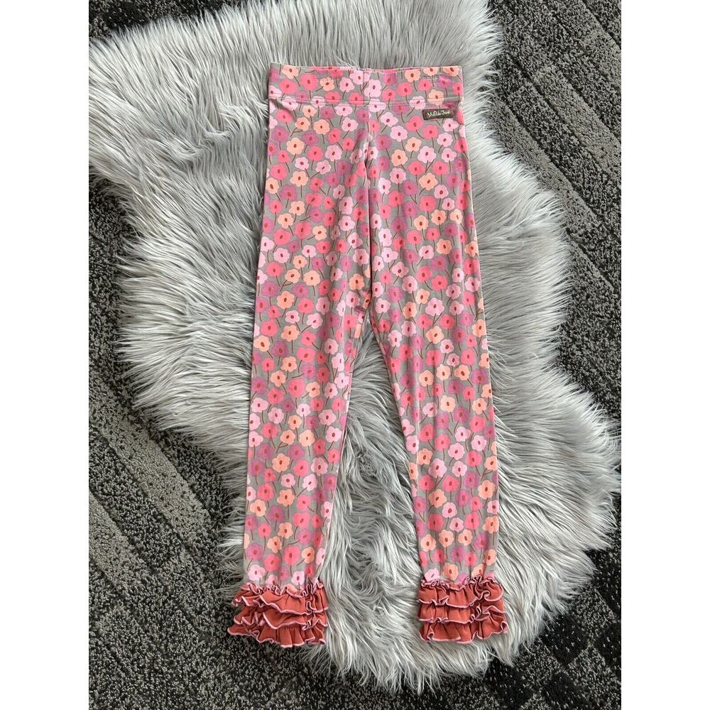 Matilda Jane Secret Fields Bonnie Bouquet Ruffled Leggings Pink Gray Size 12